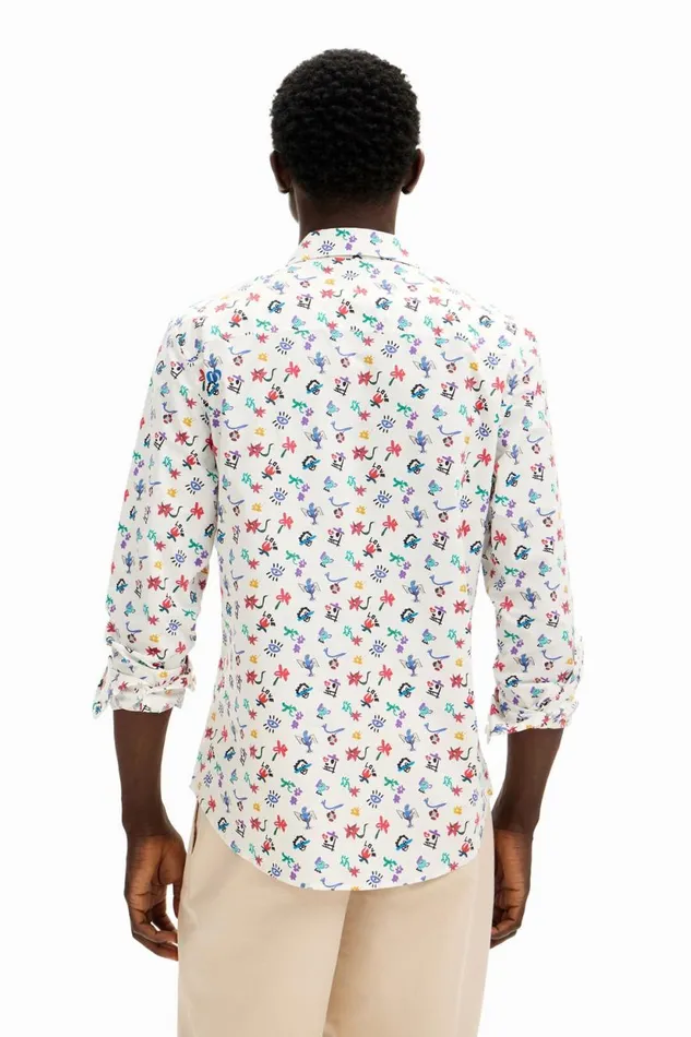 Shirts Men Desigual Floral Print Shirt White
