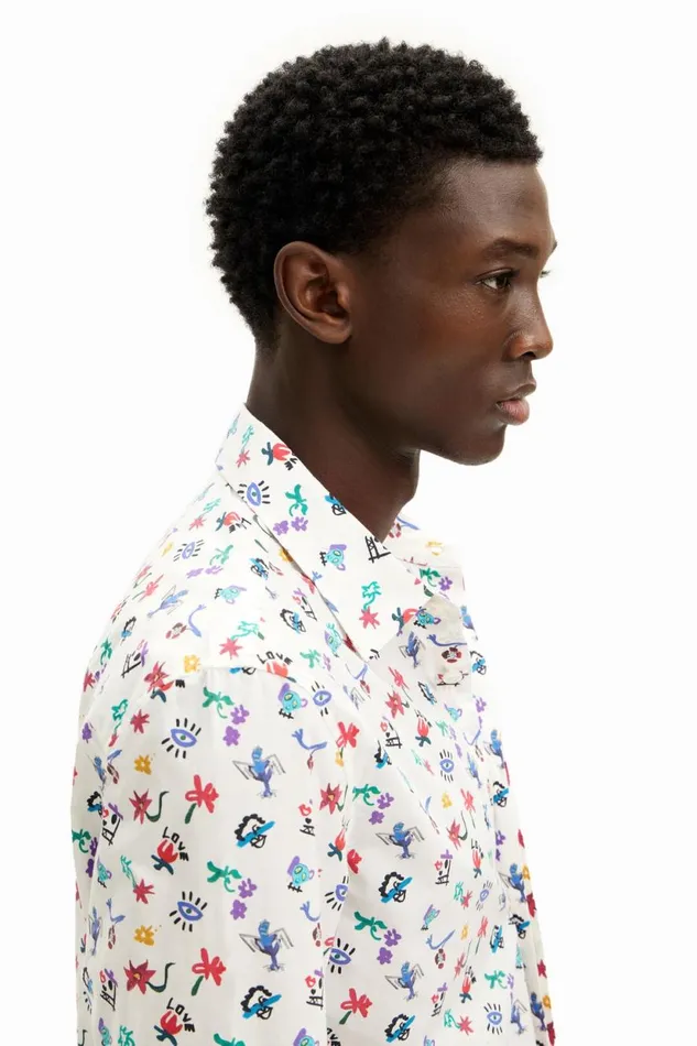 Shirts Men Desigual Floral Print Shirt White