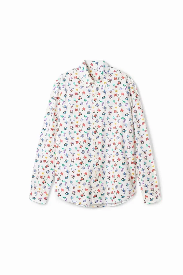 Shirts Men Desigual Floral Print Shirt White