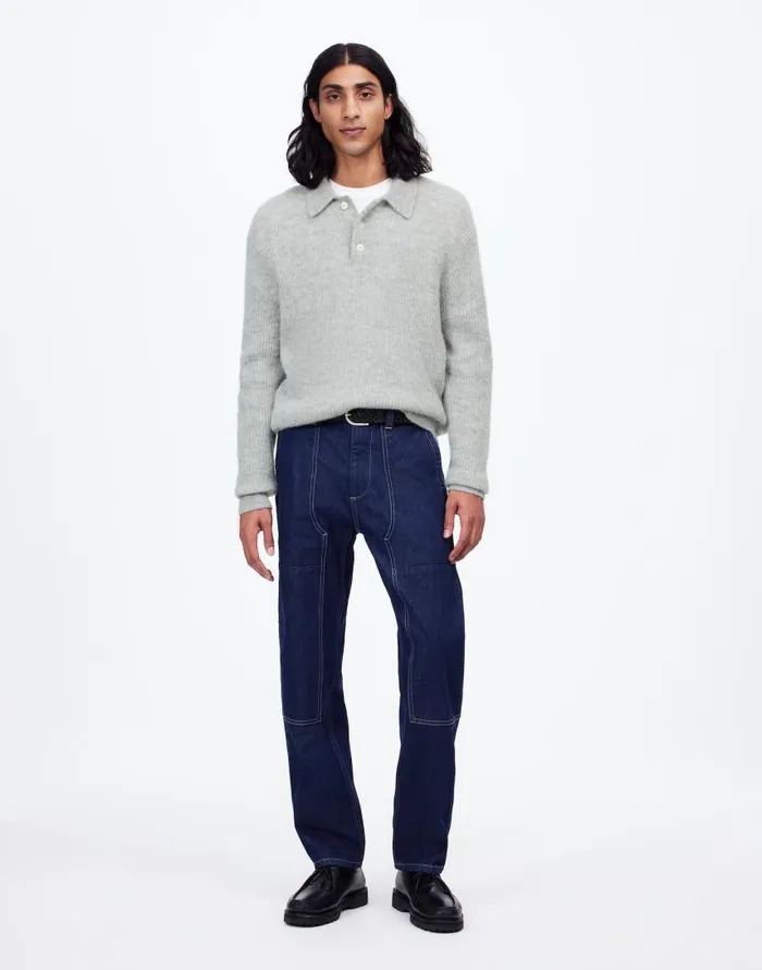 Shirts Men Madewell AlpacaBlend Sweater Polo Shirt Heather Grey