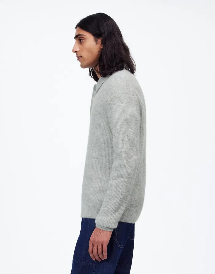 Shirts Men Madewell AlpacaBlend Sweater Polo Shirt Heather Grey