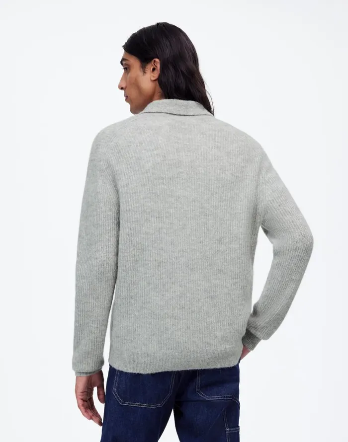 Shirts Men Madewell AlpacaBlend Sweater Polo Shirt Heather Grey