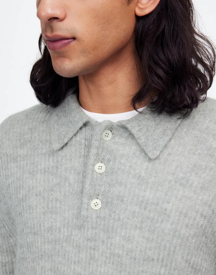 Shirts Men Madewell AlpacaBlend Sweater Polo Shirt Heather Grey