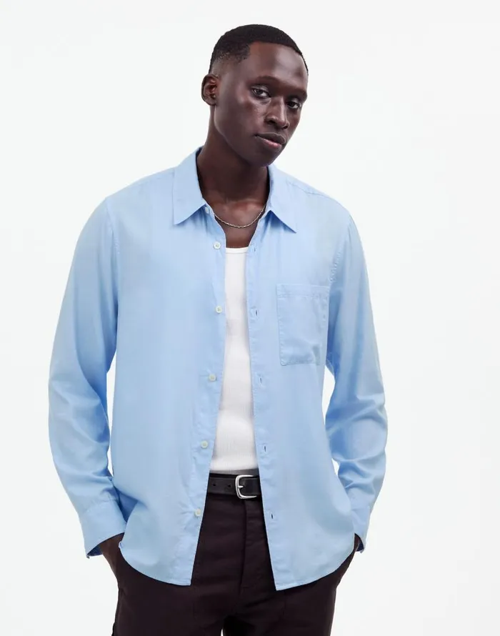 Shirts Men Madewell The Perfect Shirt In Softdrape Twill Dark Surplus