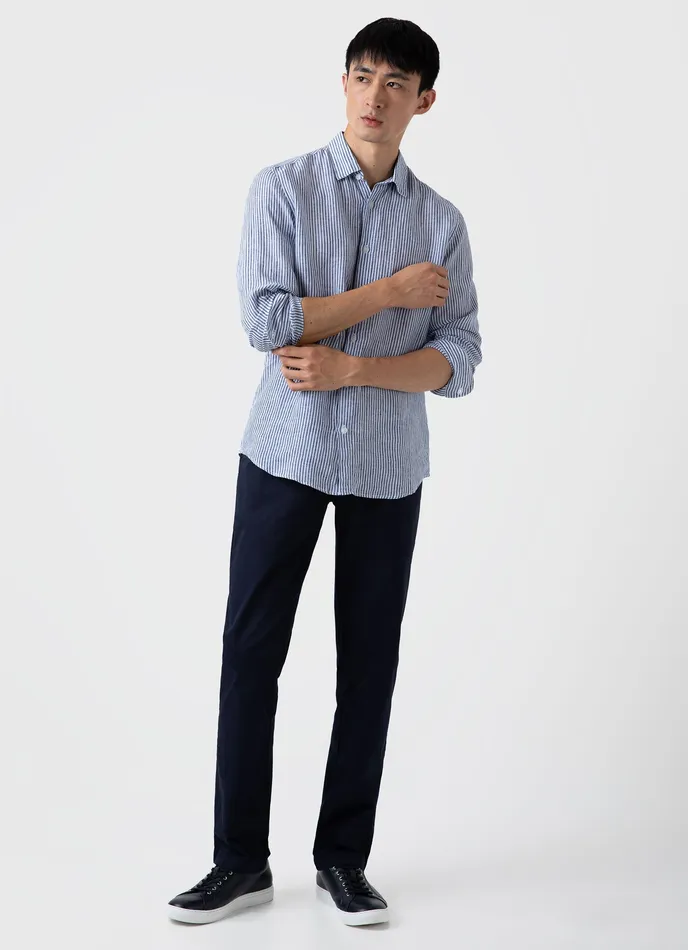 Shirts Men ussunspel Linen Shirt NavyWhite Shirts Men ussunspel Linen Shirt NavyWhite
