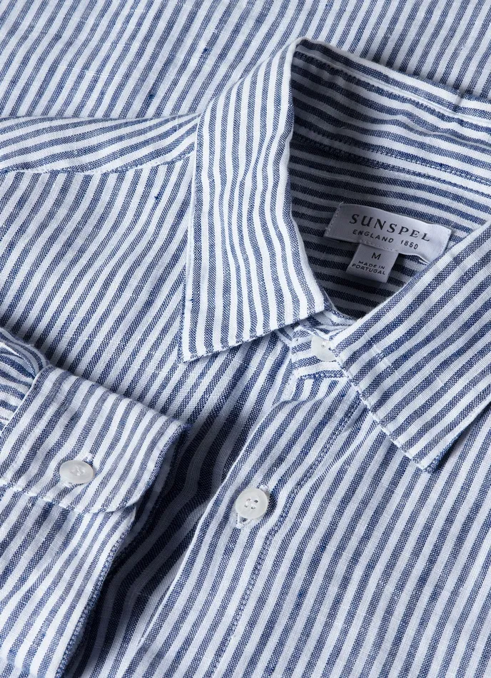 Shirts Men ussunspel Linen Shirt NavyWhite Shirts Men ussunspel Linen Shirt NavyWhite