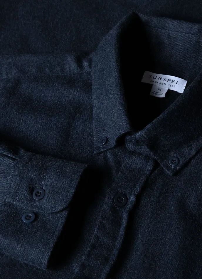 Shirts ussunspel Men Button Down Flannel Shirt Navy Melange Shirts ussunspel Men Button Down Flannel Shirt Navy Melange