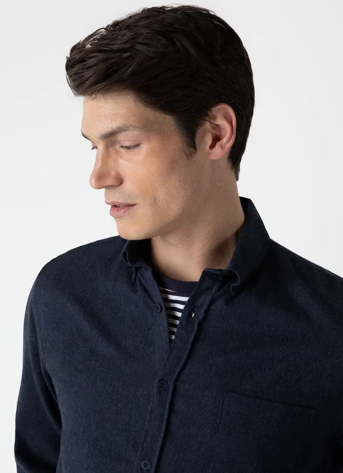 Shirts ussunspel Men Button Down Flannel Shirt Navy Melange Shirts ussunspel Men Button Down Flannel Shirt Navy Melange