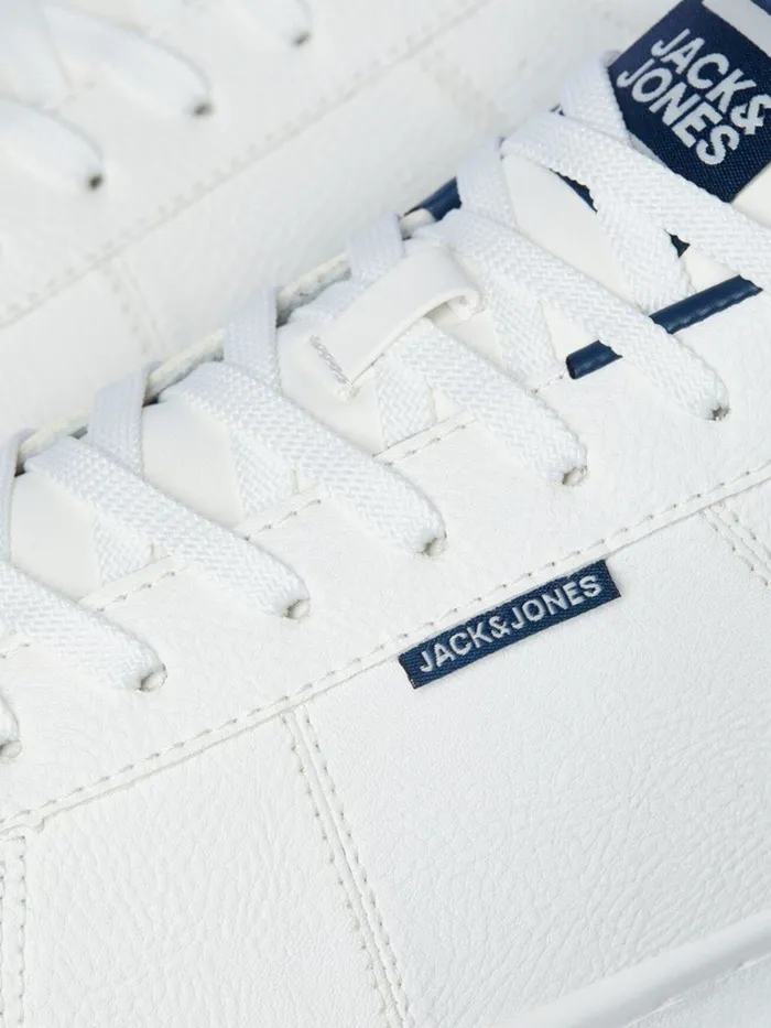 Shoes JACK and JONES Junior BOYS FAUX LEATHER MESH SNEAKERS White Majolica Blue Gift for Friend