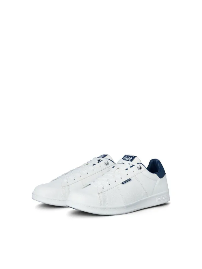 Shoes JACK and JONES Junior BOYS FAUX LEATHER MESH SNEAKERS White Majolica Blue Gift for Friend