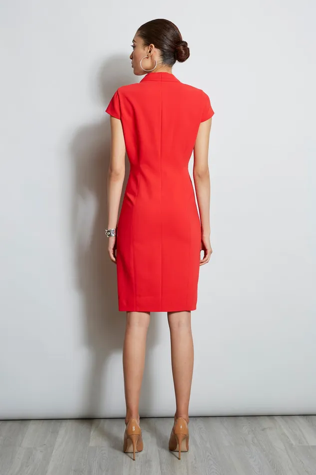 Short Sleeve Dresses Women Elie Tahari Contour Crepe Dress CALYPSO RED