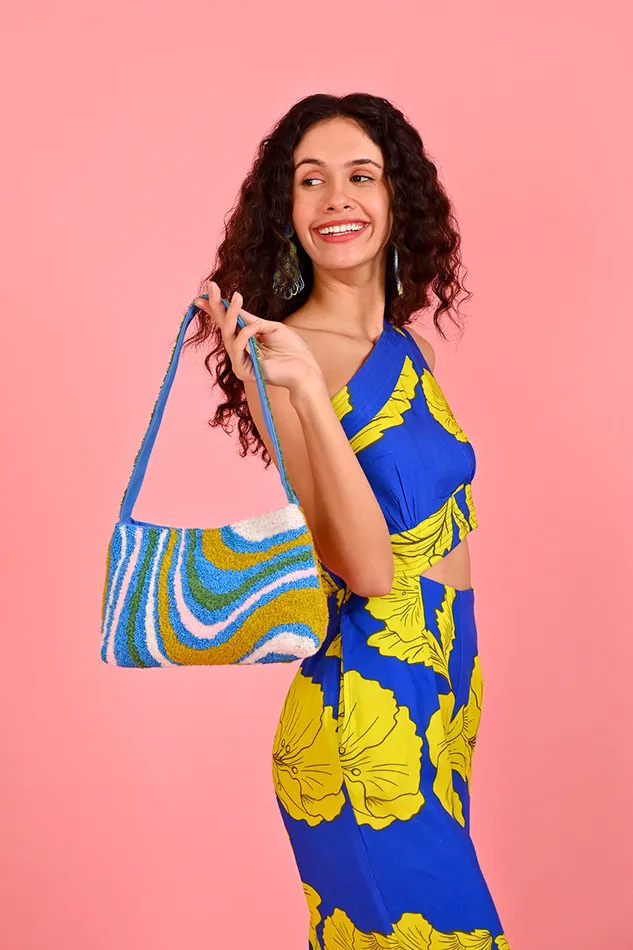 Shoulder Bags America and Beyond Women Oceanic Waveform Shoulder Bag