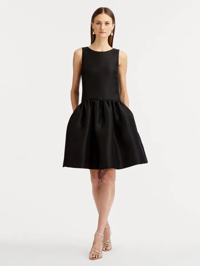 Silk Drop Waist Cocktail Dress Black Women Oscar De La Renta Dresses Silk Drop Waist Cocktail Dress Black Women Oscar De La Renta Dresses