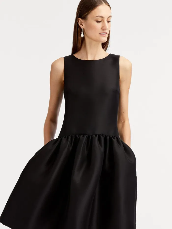 Silk Drop Waist Cocktail Dress Black Women Oscar De La Renta Dresses Silk Drop Waist Cocktail Dress Black Women Oscar De La Renta Dresses