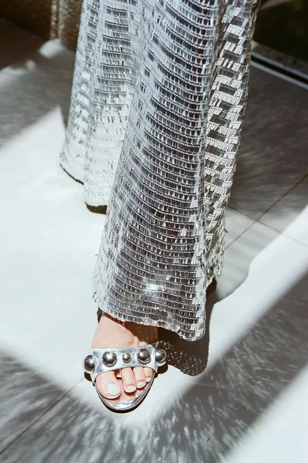 Simon Miller Heels Women Dome Stud Verner Heel In Silver Simon Miller Heels Women Dome Stud Verner Heel In Silver