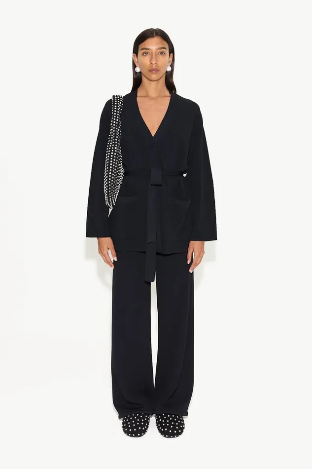 Simon Miller Knitwear Women Max Belted Knit Cardigan In Black Simon Miller Knitwear Women Max Belted Knit Cardigan In Black