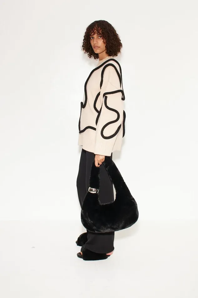 Simon Miller Knitwear Women Simon Miller Leith Squiggle Knit Sweater In CreamBlack Simon Miller Knitwear Women Simon Miller Leith Squiggle Knit Sweater In CreamBlack