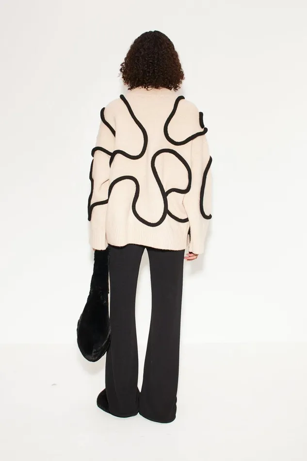 Simon Miller Knitwear Women Simon Miller Leith Squiggle Knit Sweater In CreamBlack Simon Miller Knitwear Women Simon Miller Leith Squiggle Knit Sweater In CreamBlack