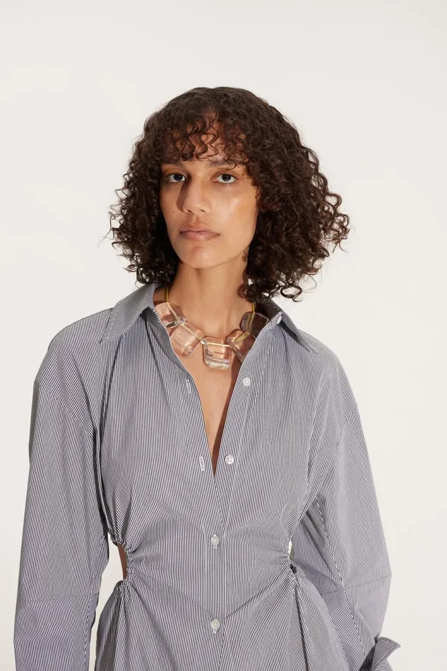 Simon Miller Poplin Women Lolo Poplin Top In Pinstripe Cotton Simon Miller Poplin Women Lolo Poplin Top In Pinstripe Cotton