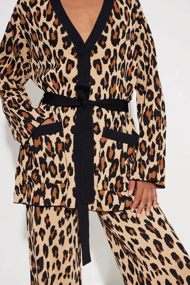 Simon Miller Sweaters Women Simon Miller Max Belted Knit Cardigan In Cheetah Simon Miller Sweaters Women Simon Miller Max Belted Knit Cardigan In Cheetah
