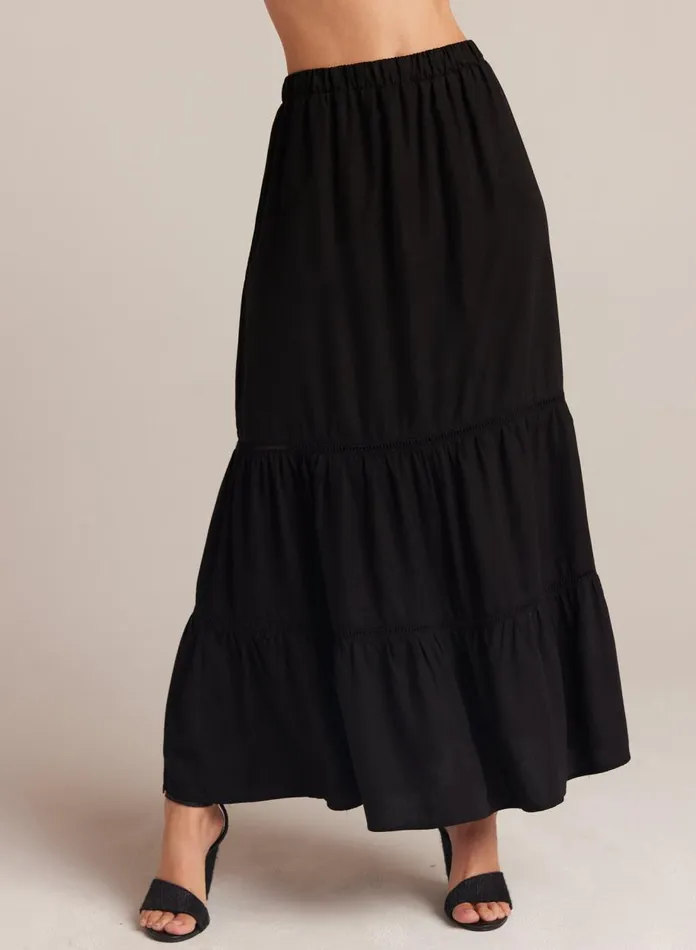 Skirts Women Bella Dahl Ladder Trim Tiered Maxi Skirt 8211 Black
