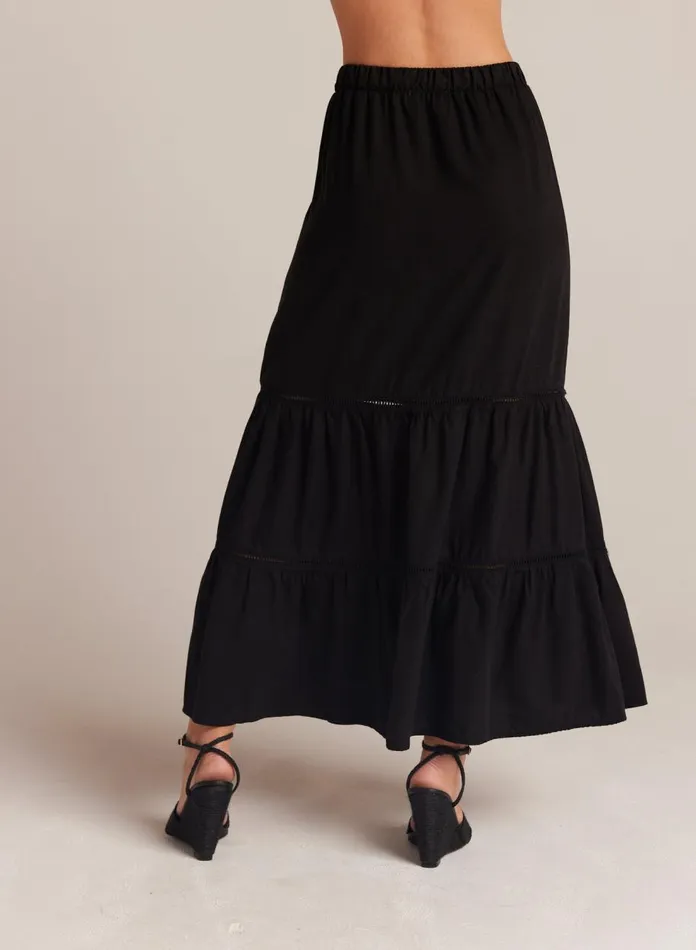 Skirts Women Bella Dahl Ladder Trim Tiered Maxi Skirt 8211 Black