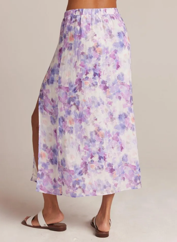 Skirts Women Bella Dahl Linen Side Slit Maxi Skirt 8211 Iris Floral Print