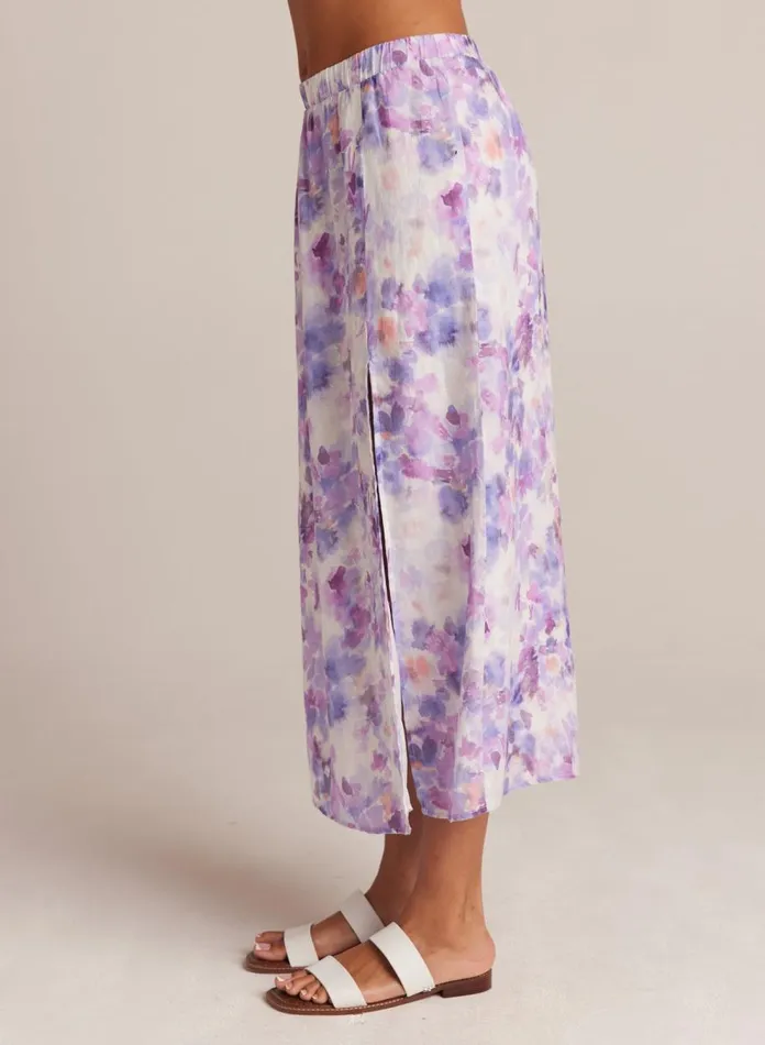 Skirts Women Bella Dahl Linen Side Slit Maxi Skirt 8211 Iris Floral Print