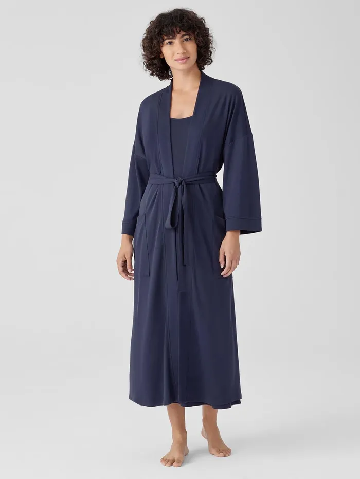 Sleepwear Women Eileen Fisher Organic Cotton Interlock Sleep Robe Indigo