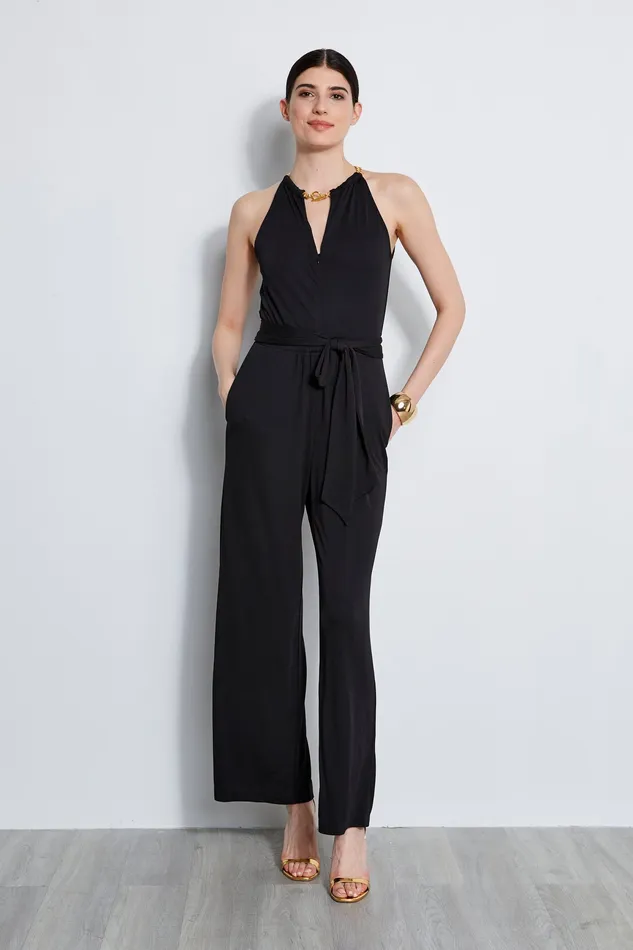 Sleeveless Dresses Women Elie Tahari Chain Jersey Jumpsuit BLACK