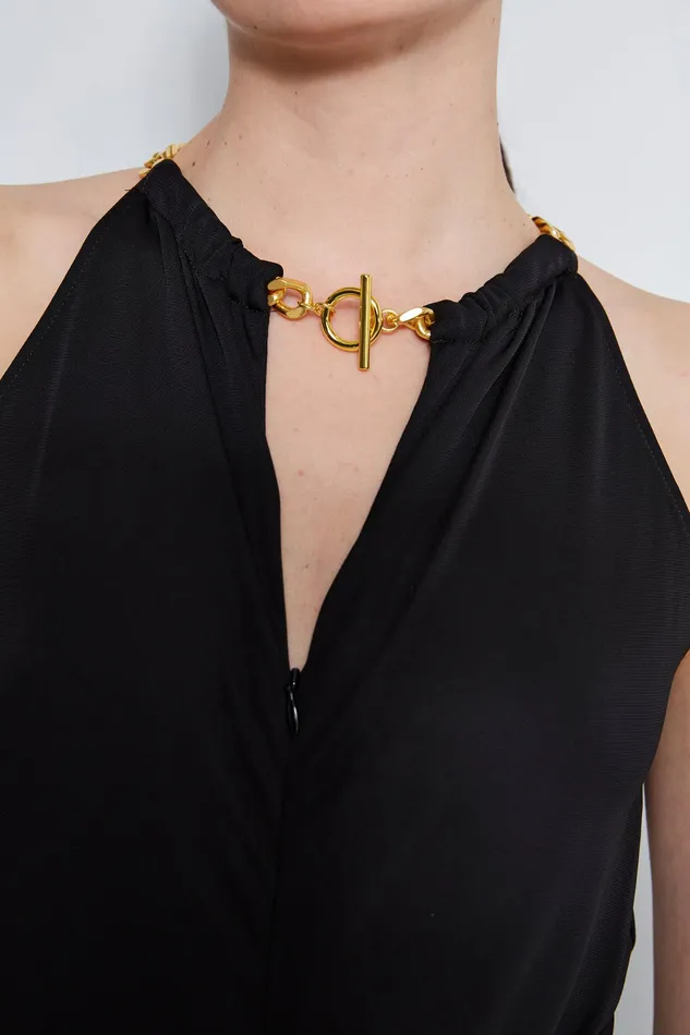 Sleeveless Dresses Women Elie Tahari Chain Jersey Jumpsuit BLACK