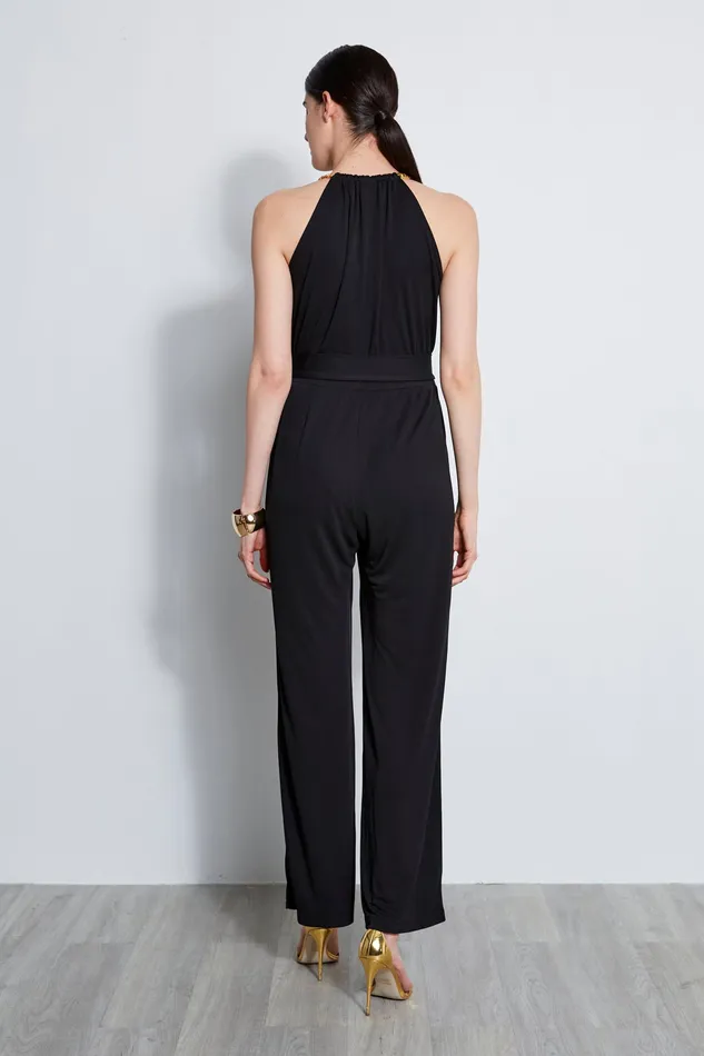 Sleeveless Dresses Women Elie Tahari Chain Jersey Jumpsuit BLACK