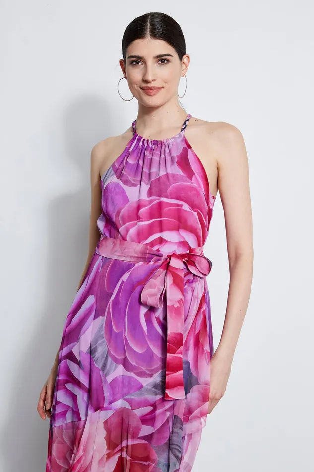 Sleeveless Dresses Women Elie Tahari Silk Fantasy Floral Midi Dress MULTI