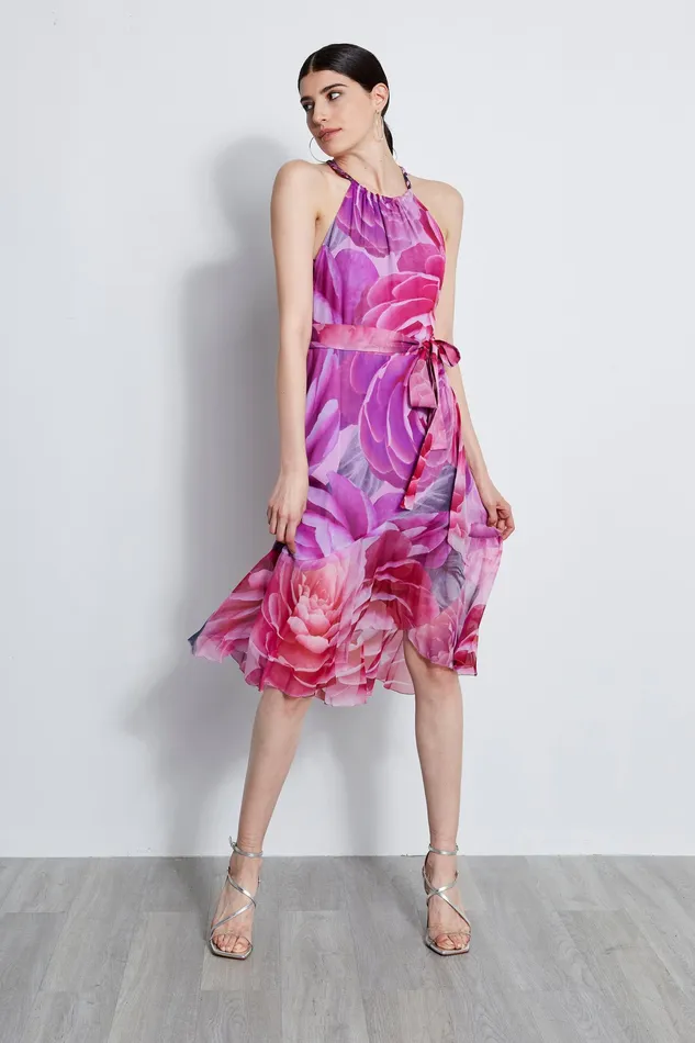 Sleeveless Dresses Women Elie Tahari Silk Fantasy Floral Midi Dress MULTI