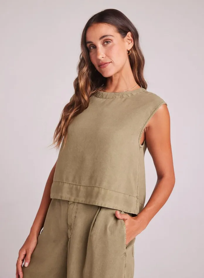 Sleeveless Women Bella Dahl Boxy Button Back Top 8211 French Olive Sleeveless Women Bella Dahl Boxy Button Back Top 8211 French Olive