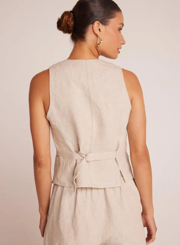Sleeveless Women Bella Dahl Cinch Back Vest 8211 Linen Sand