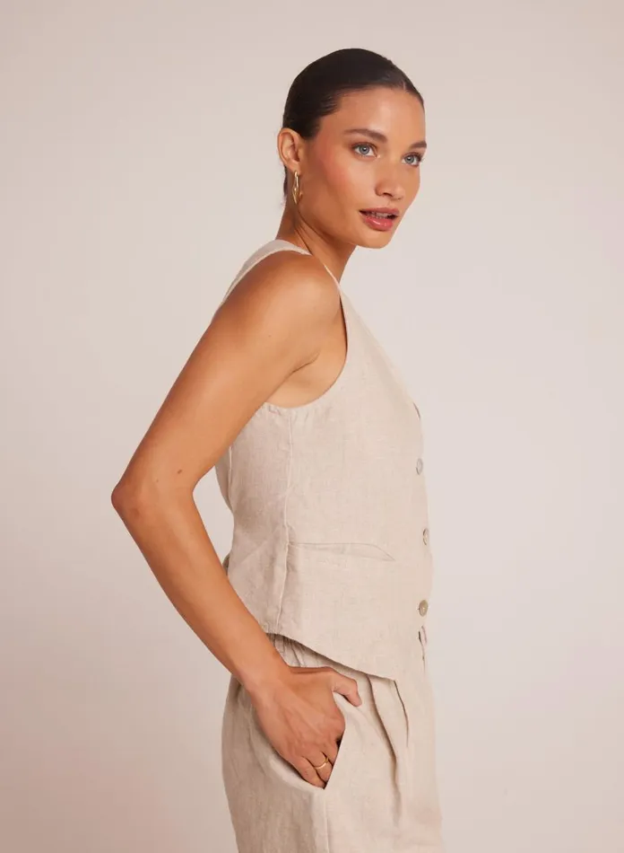 Sleeveless Women Bella Dahl Cinch Back Vest 8211 Linen Sand