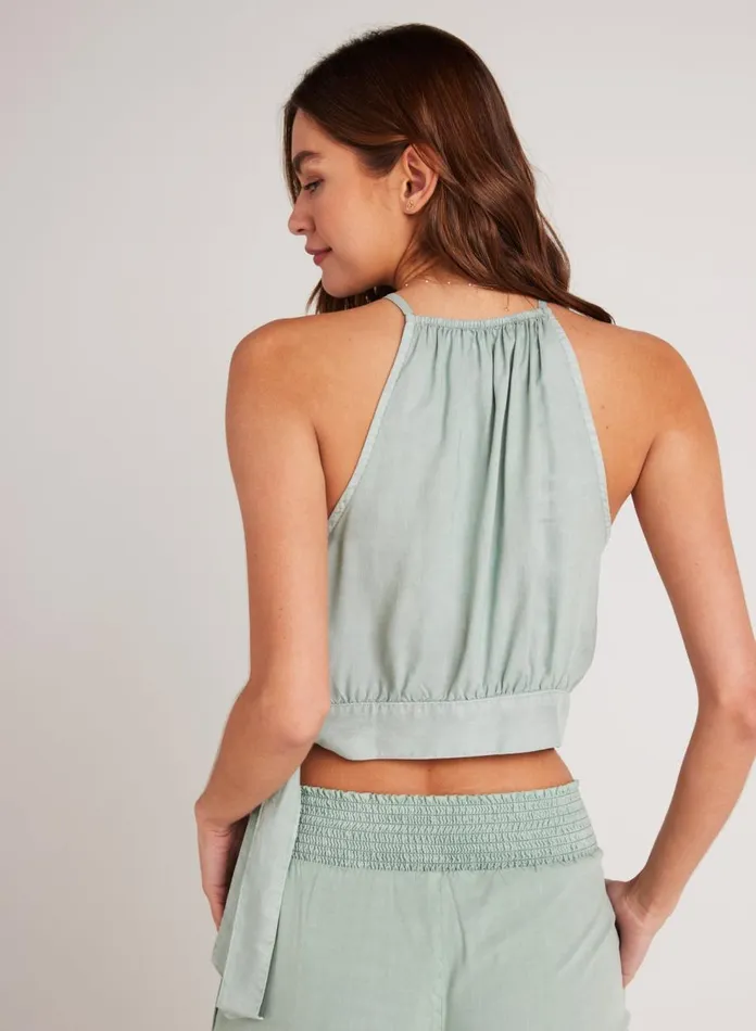 Sleeveless Women Bella Dahl Cropped Side Tie Halter 8211 Oasis Green Sleeveless Women Bella Dahl Cropped Side Tie Halter 8211 Oasis Green