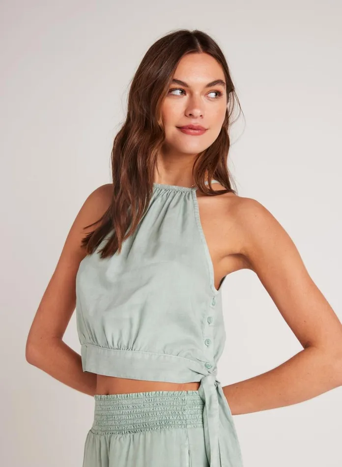 Sleeveless Women Bella Dahl Cropped Side Tie Halter 8211 Oasis Green Sleeveless Women Bella Dahl Cropped Side Tie Halter 8211 Oasis Green