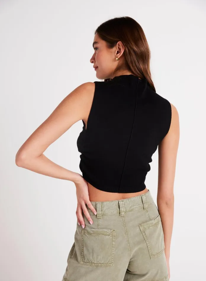 Sleeveless Women Bella Dahl Mock Neck Linen Jersey Top 8211 Black Sleeveless Women Bella Dahl Mock Neck Linen Jersey Top 8211 Black