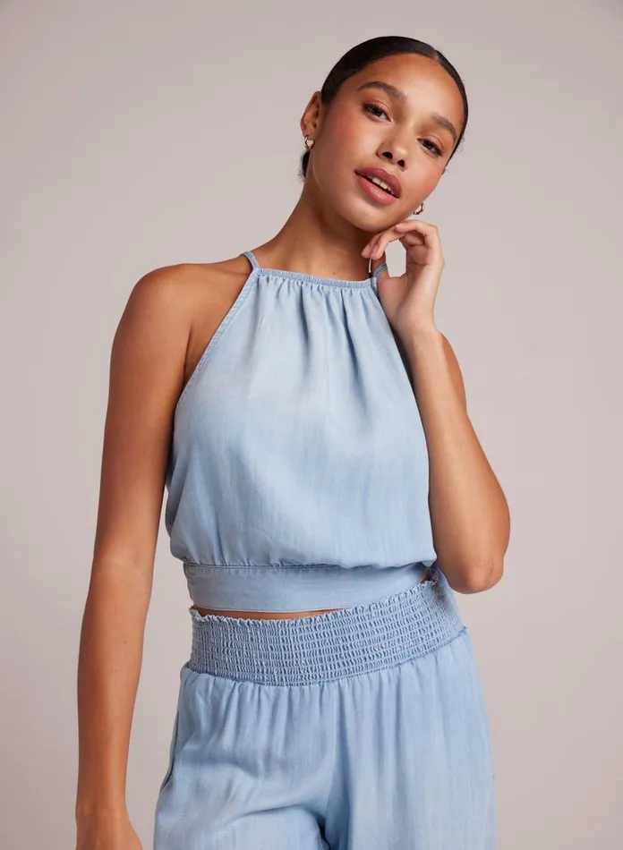 Sleeveless Women Bella Dahl Side Tie Button Halter 8211 Caribbean Wash Sleeveless Women Bella Dahl Side Tie Button Halter 8211 Caribbean Wash