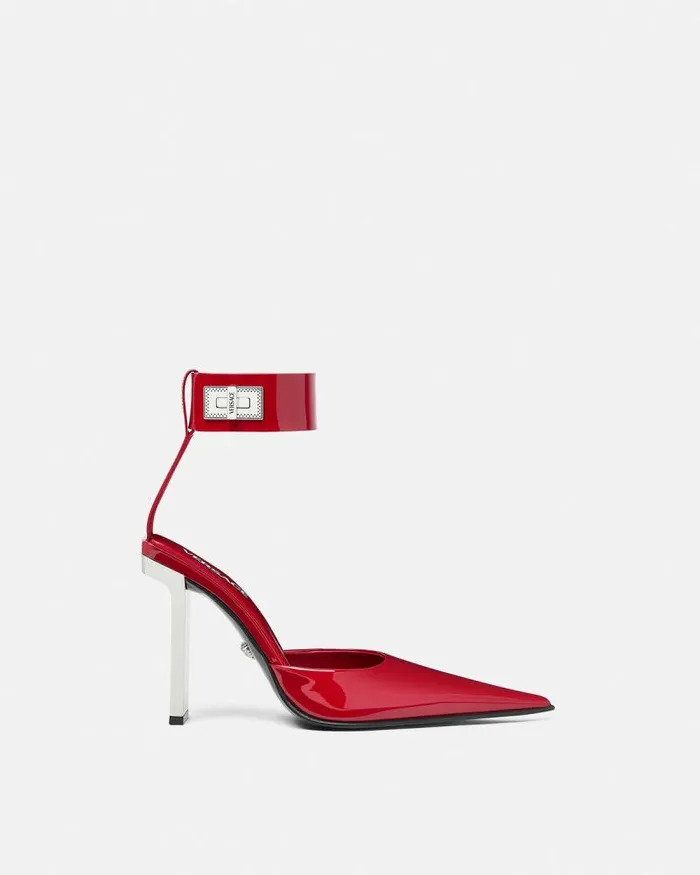 Slice Patent Slingback Pumps 105 Mm Red Women Versace Pumps and Slingbacks
