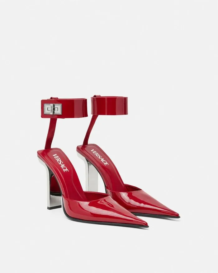 Slice Patent Slingback Pumps 105 Mm Red Women Versace Pumps and Slingbacks