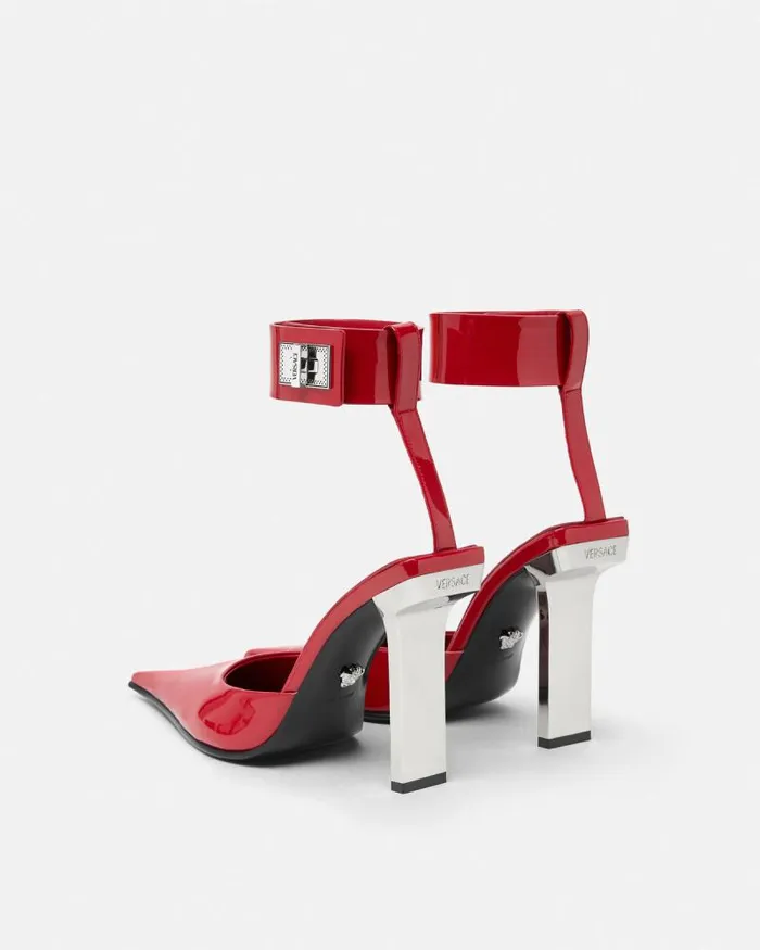 Slice Patent Slingback Pumps 105 Mm Red Women Versace Pumps and Slingbacks