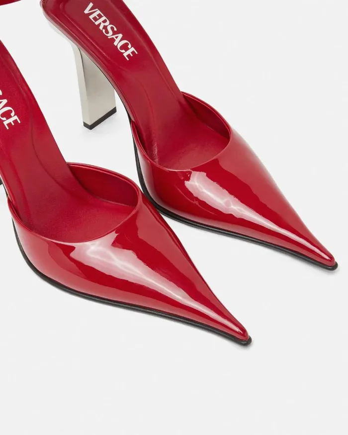 Slice Patent Slingback Pumps 105 Mm Red Women Versace Pumps and Slingbacks