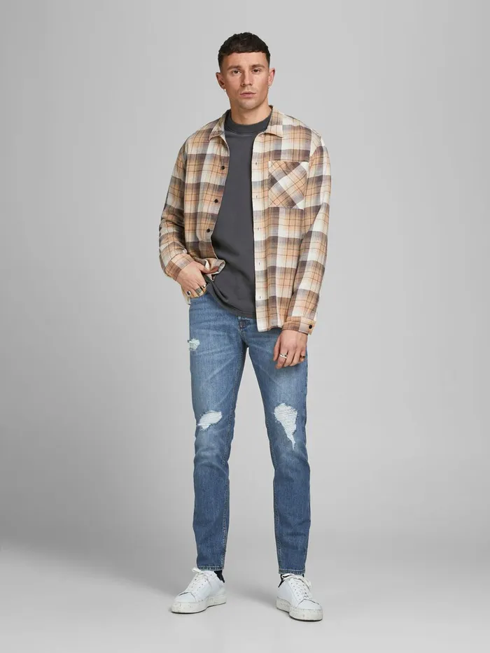 Slim and Straight Jeans JACK and JONES Mens TIM ORIGINAL AM 231 SLIMSTRAIGHT FIT JEANS Blue Blue Denim