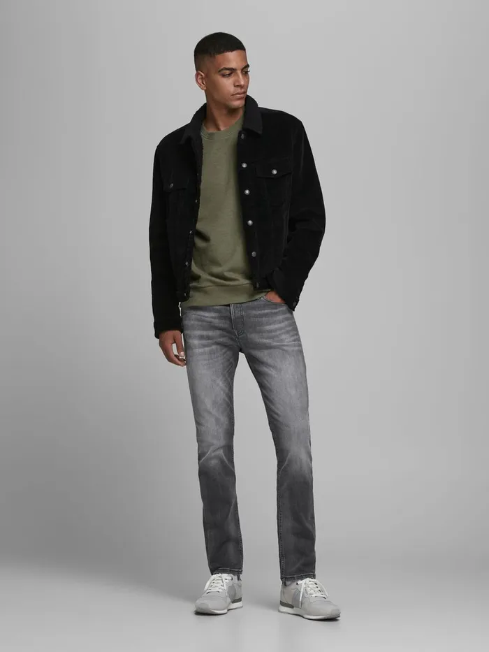 Slim and Straight Jeans JACK and JONES Mens TIM ORIGINAL JOS 183 SLIMSTRAIGHT FIT JEANS Grey Grey Denim