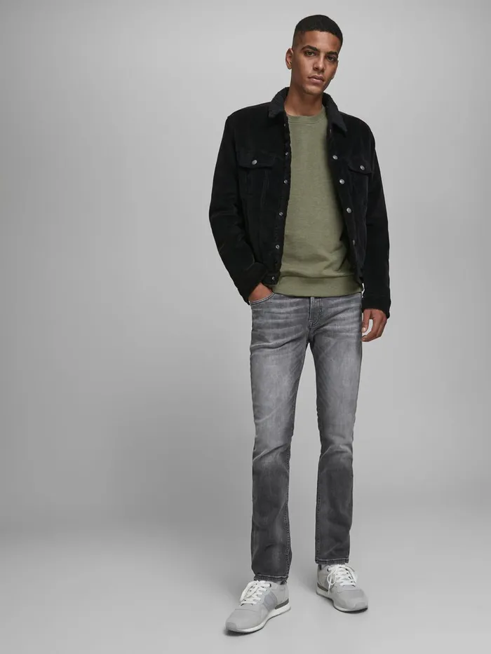 Slim and Straight Jeans JACK and JONES Mens TIM ORIGINAL JOS 183 SLIMSTRAIGHT FIT JEANS Grey Grey Denim