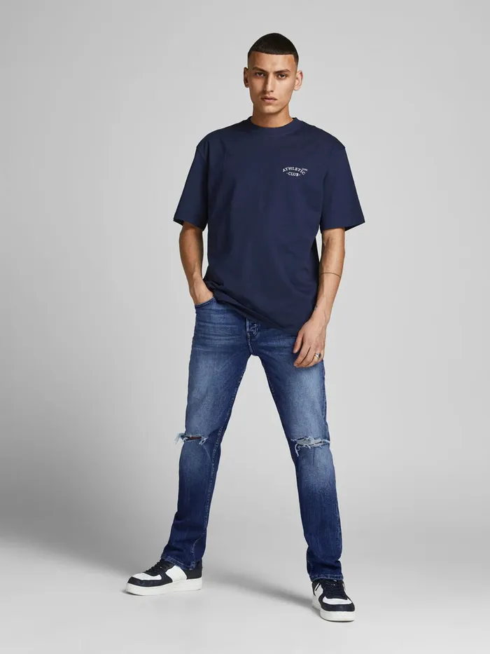 Slim and Straight Jeans JACK and JONES Mens TIM ORIGINAL SPK 001 SLIMSTRAIGHT FIT JEANS Blue Blue Denim