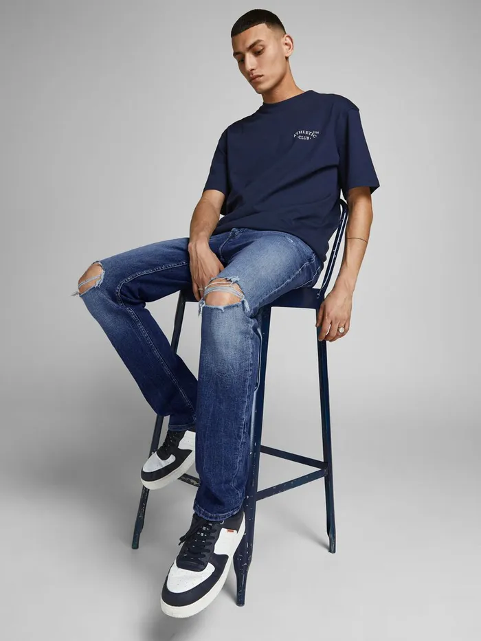 Slim and Straight Jeans JACK and JONES Mens TIM ORIGINAL SPK 001 SLIMSTRAIGHT FIT JEANS Blue Blue Denim